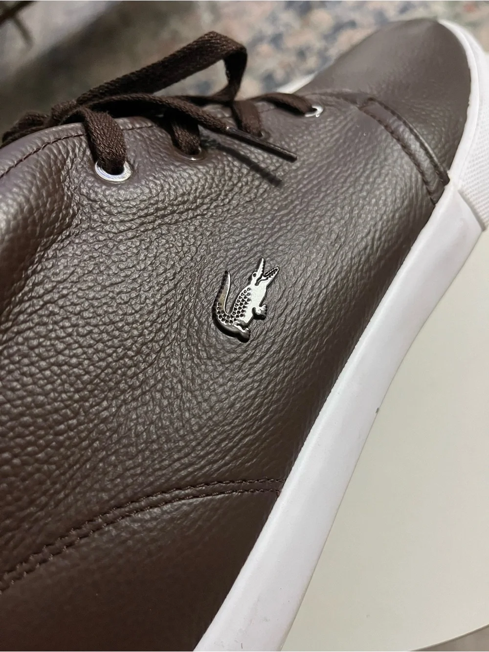 Lacoste Men’s Dark Brown Leather Chukka Boots with White Sole